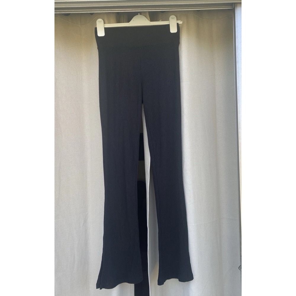 Rag &‎ Bone Rib Knit Flare Pants in Black Size Small Stretch Elastic Lightweight